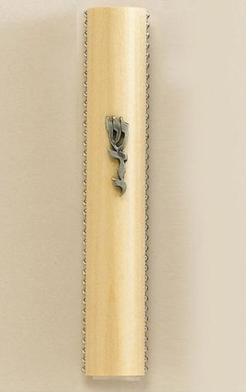 Rite Lite MZEB-79-MP Maple Wood Mezuzah with Beading - 4.5 in.