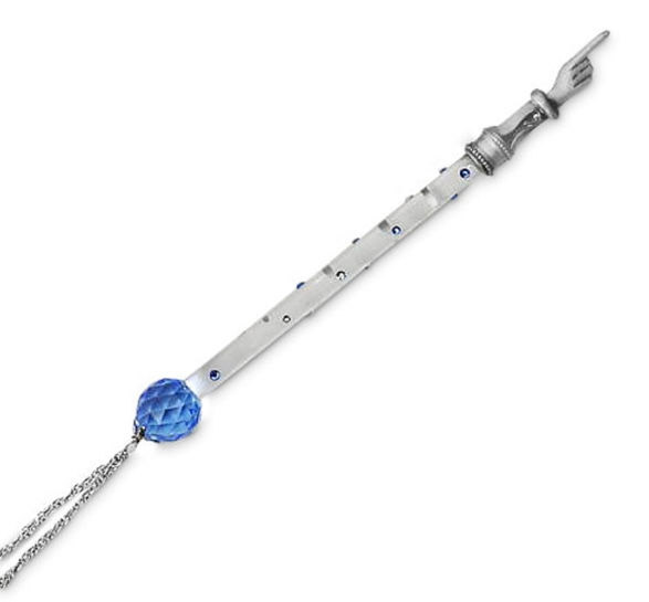 YAD-PC-1-B Pewter and Blue Crystal Yad with Stones - 7.25 in.