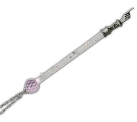 Pewter and Pink Crystal Yad with Stones - 7.25 in.