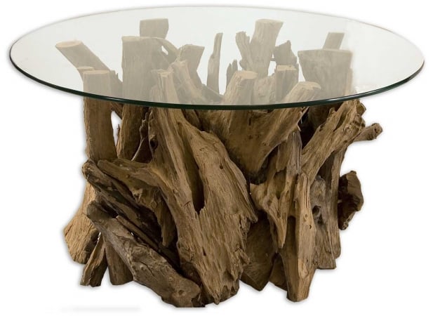Picture of 212 Main 25519 Driftwood Cocktail Table - Wood-Glass