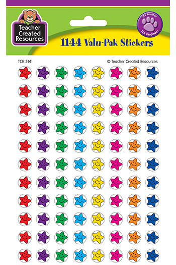 Picture of Teacher Created Resources TCR5141 Smiley Stars Mini Stickers Valu Pk