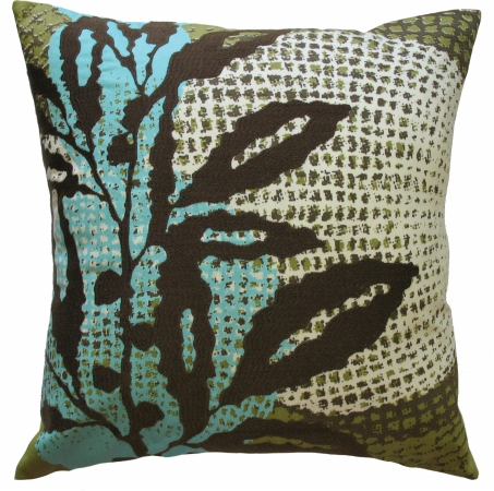 Picture of Koko Company 91765 Ecco- Pillow- 18X18- Cotton- Print And Embroidery- Brown Leaf.