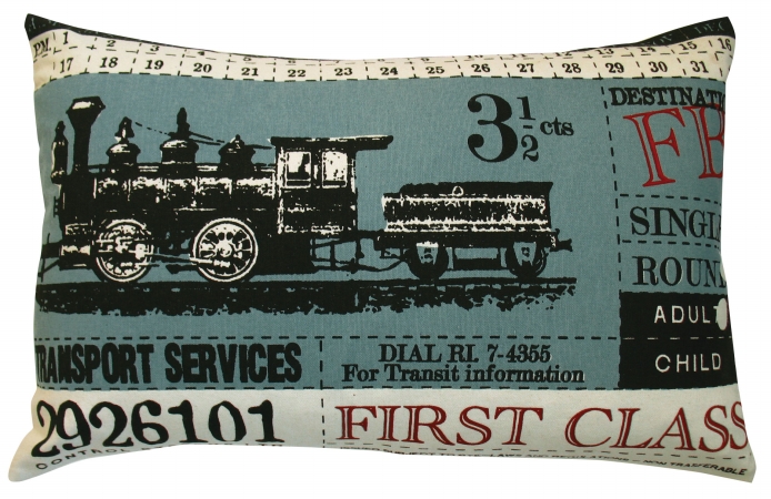 Picture of Koko Company 91844 Ticket- Pillow- 13X20- Cotton- Blue.