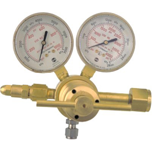 Gas Regulator, Argon, Helium, Nitrogen, Single Stage, 0.965"-14 Inlet, 1/4 in Outlet