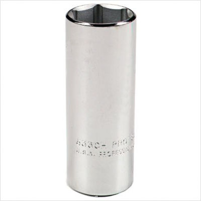 1/2 in Drive, 11/16" Hex SAE Socket, 6 Points,  Steel, Chrome, 11/16 in