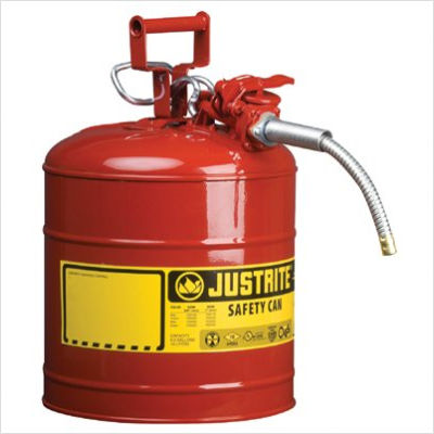 Justrite 5-Gallon Type II Safety Can w/ 5/8" Metal Hose - Yellow (7250220)