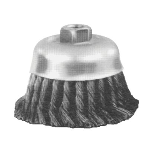 4" Knot Wire Cup Brush - .014 CS Wire, 5/8-11 Thread (ext.)