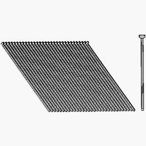 Round Head Framing Nail, 2-3/8 in L, Ring Point, Steel