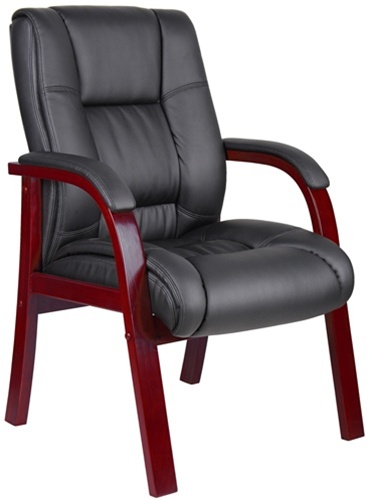 Mid-Back Black Guest Chairs - Black-Mahogany