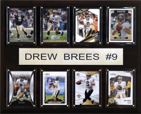Picture of C & I Collectables 1215BREES8C NFL Drew Brees New Orleans Saints 8 Card Plaque