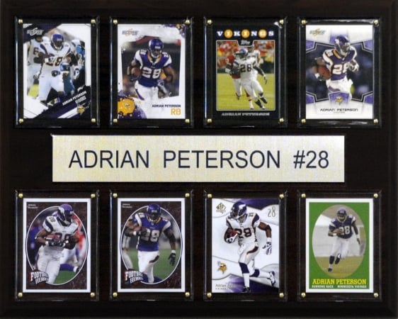 Picture of C & I Collectables 1215PETERSON8C NFL Adrian Peterson Minnesota Vikings 8 Card Plaque