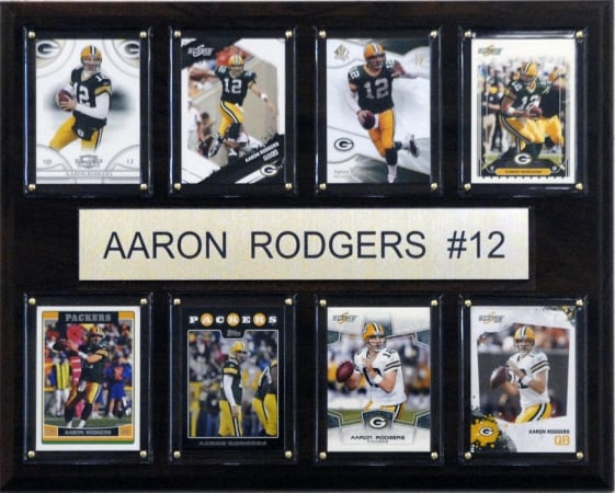 Picture of C & I Collectables 1215RODGERS8C NFL Aaron Rodgers Green Bay Packers 8 Card Plaque