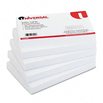 Picture of Universal UNV-47245 Unruled Index Cards- 5 x 8- White- 500-Pack