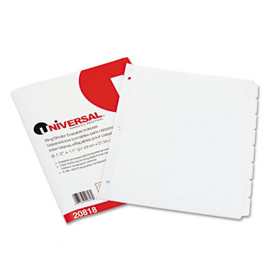Picture of Universal UNV-20818 Write-On-Erasable Indexes- Eight White Tabs- Letter- White- 8-Set