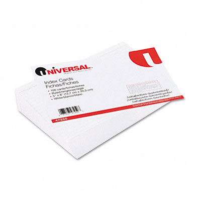 Picture of Universal UNV-47250 Ruled Index Cards- 5 x 8- White- 100-Pack