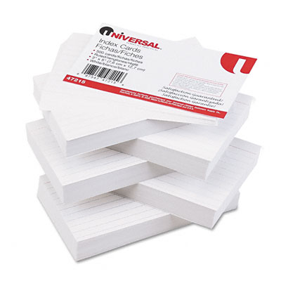 Picture of Universal UNV-47215 Ruled Index Cards- 3 x 5- White- 500-Pack