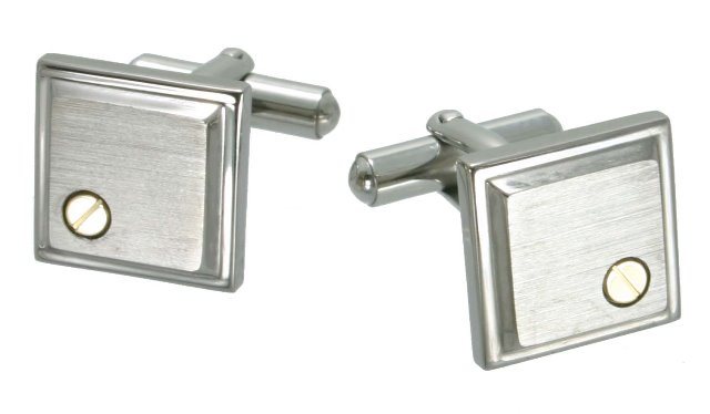 Titanium Gold-Screw Cuff Link