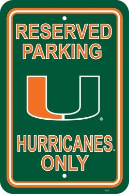 Picture of Fremont Die 50238 Miami Hurricanes- 12 in. X 18 in. Plastic Parking Sign 