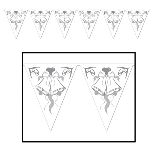 Picture of Beistle 57724 Wedding Bells Pennant Banner Pack of 12
