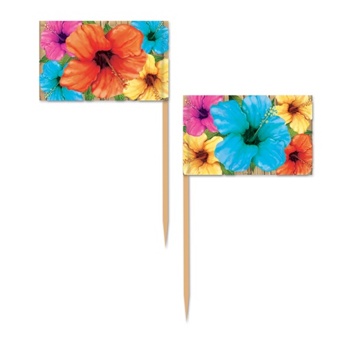 Picture of Beistle 60095 Hibiscus Picks Party Decorations Pack of 12