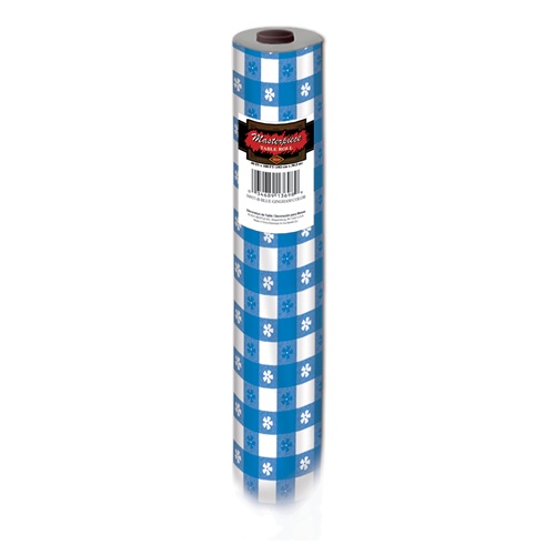 Picture of Beistle 50937-B Masterpiece Plastic Gingham Table Roll - Blue