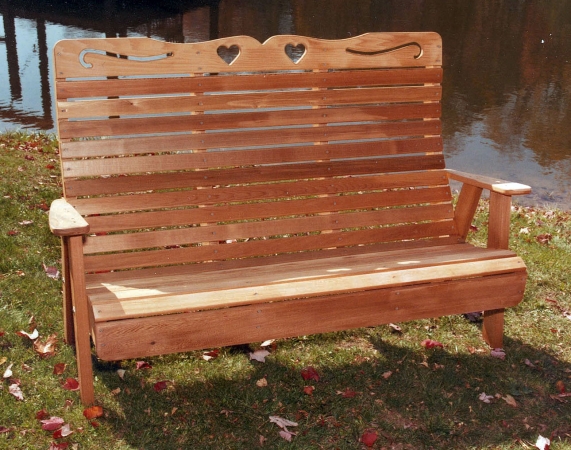 Picture of Creek Vine Designs WF1105CVD 4 ft. Cedar Country Hearts Garden Bench