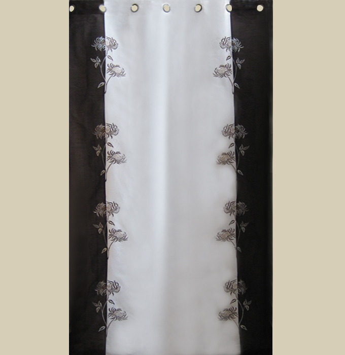 Picture of In Creation INC 10 Beautiful Silk  Organza and Jacquard Panels Curtains - Silver and Chocolate