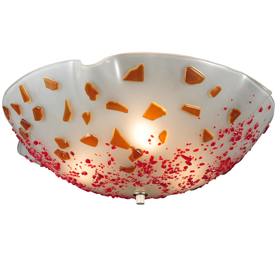 120077 18 in. W Organic Slumped Fused Glass Flushmount
