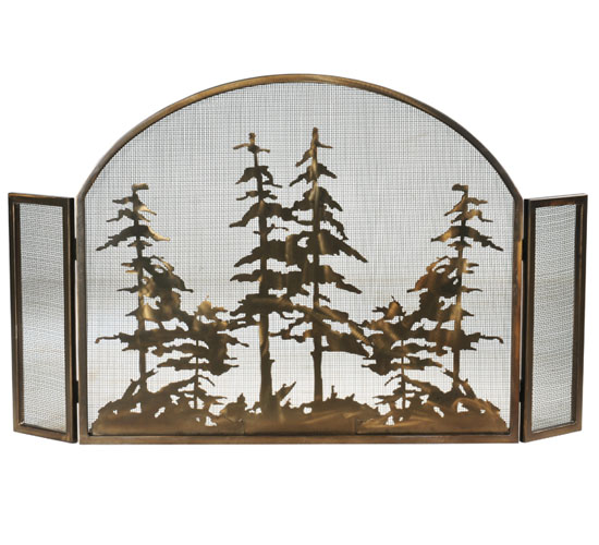 119082 50 in. W X 30 in. H Tall Pines Arched Fireplace Screen