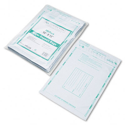 Picture of Quality Park QUA-45228 Poly Night Deposit Bags with Tear-Off Receipt- 10 x 13- Opaque- 100 Bags-Pack