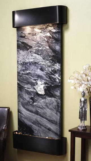 Inspiration Falls - Black Spider Marble Wall Fountain