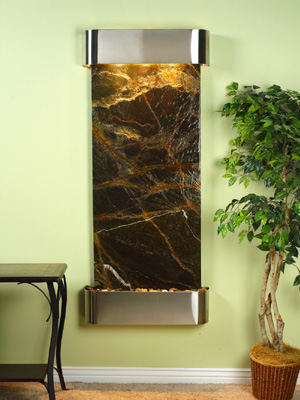Inspiration Falls - Green Rainforest Marble Wall Fountain