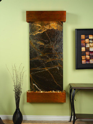 Inspiration Falls - Green Rainforest Marble Wall Fountain