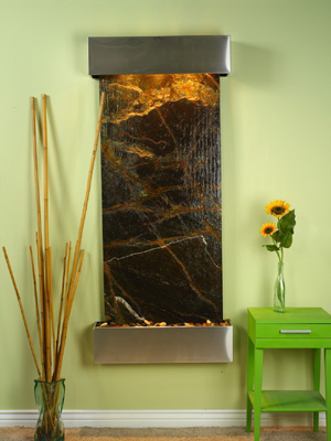 Inspiration Falls - Green Rainforest Marble Wall Fountain