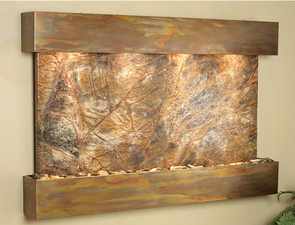 Sunrise Springs - Brown Rainforest Marble Wall Fountain