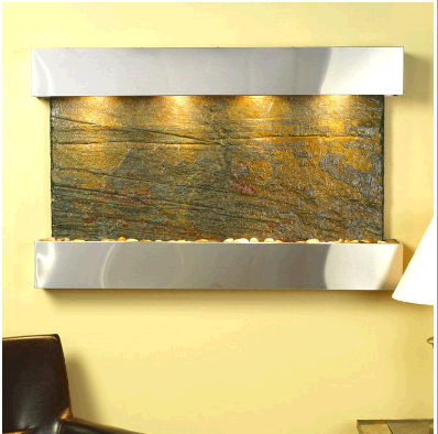 Sunrise Springs - Green Natural Slate Wall Fountain