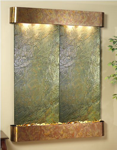 Majestic River - Green Natural Slate Wall Fountain