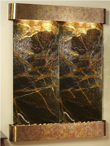 Majestic River - Green Rainforest Marble Wall Fountain