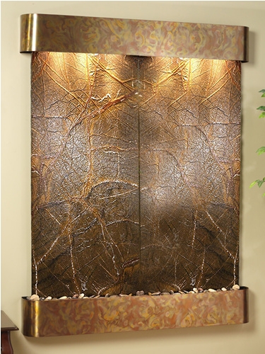 Majestic River - Brown Rainforest Marble Wall Fountain
