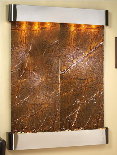 Majestic River - Brown Rainforest Marble Wall Fountain