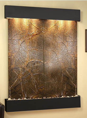 Majestic River - Green Rainforest Marble Wall Fountain