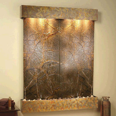 Majestic River - Green Rainforest Marble Wall Fountain