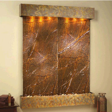 Majestic River - Brown Rainforest Marble Wall Fountain