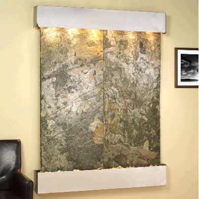 Majestic River - Green Natural Slate Wall Fountain