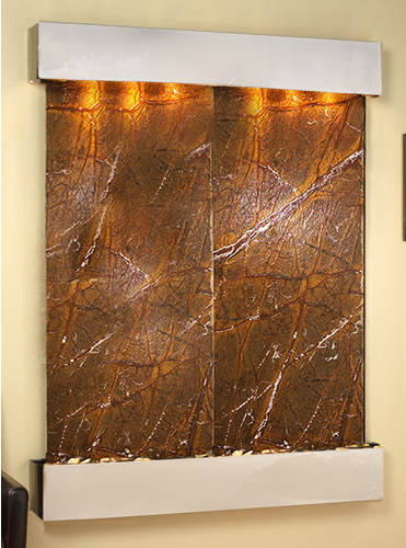 Majestic River - Brown Rainforest Marble Wall Fountain