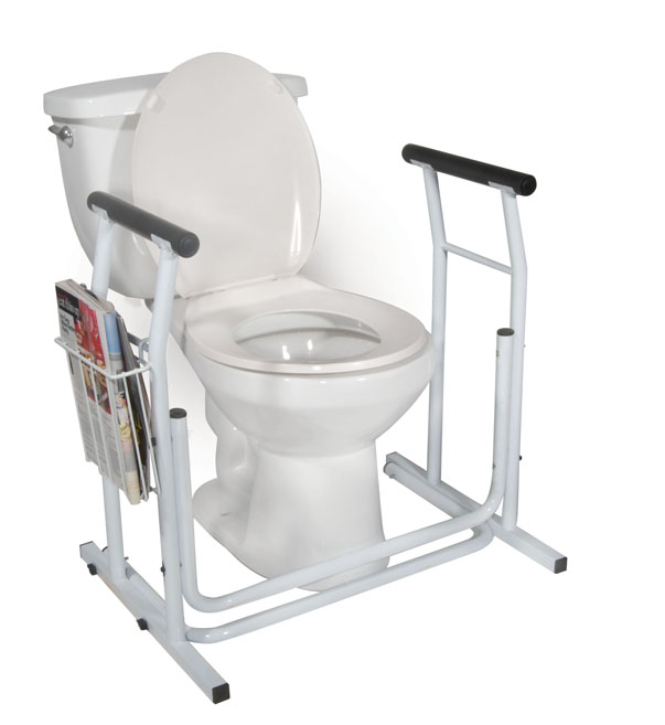 Picture of Drive Medical RTL12079 Stand Alone Toilet Safety Rail Aluminum - White