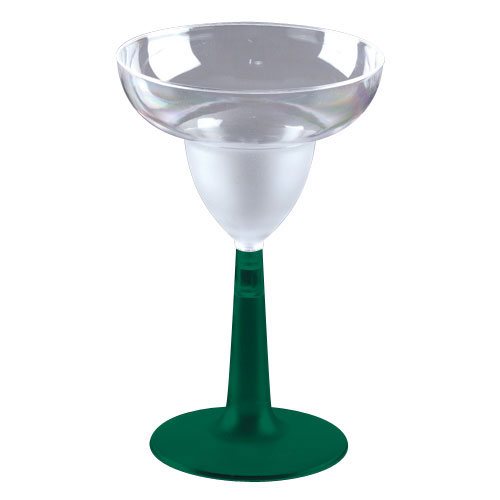 2Pc. 12Oz. Clear- Green Plastic Margarita Glass With Green Base - Pack of 96 -  GB Gifts, GB69283