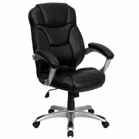 Picture of Flash Furniture GO-725-BK-LEA-GG High Back Black Leather Contemporary Office Chair