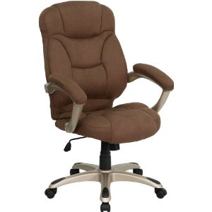 High Back Brown Microfiber Office Chair - Brown - Adjustable Height - Lumbar Support