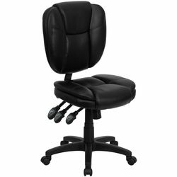 Picture of Flash Furniture GO-930F-BK-LEA-GG Mid-Back Black Leather Multi-Functional Ergonomic Task Chair